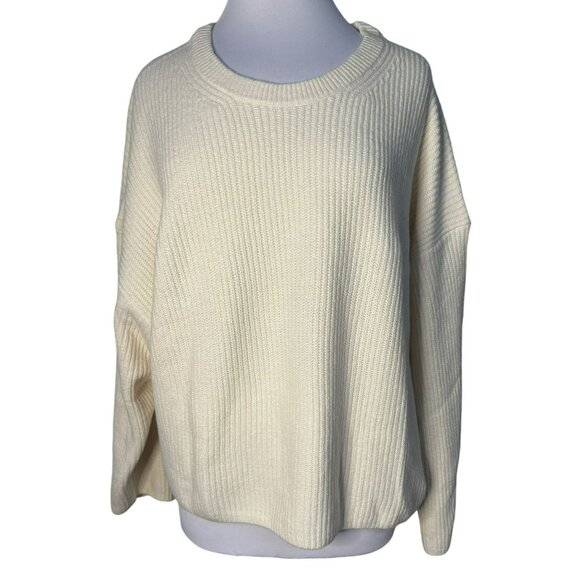GAP Ultra Soft Oversized Crew Neck Shaker-Stitch Relaxed Sweater XXL Cream NEW - Picture 3 of 8